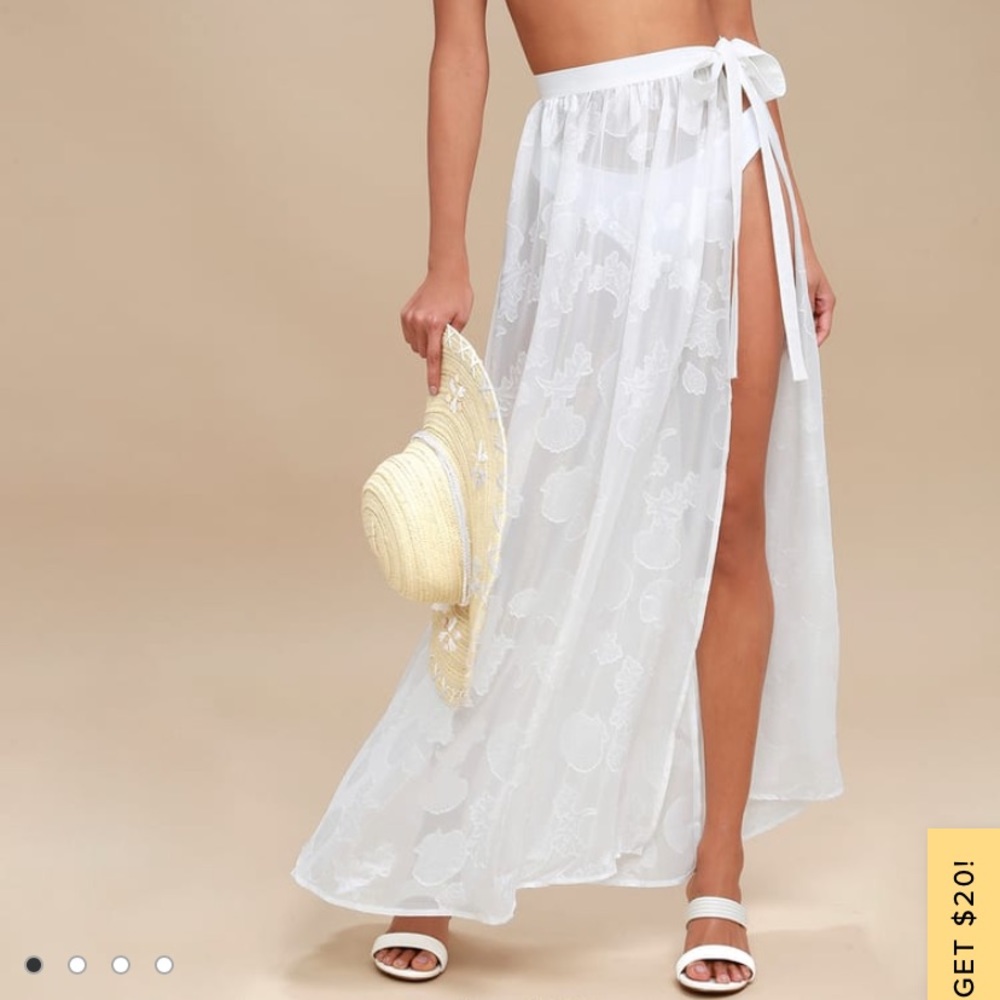 Take the Caicos White Shell Print Cover-Up Maxi Skirt